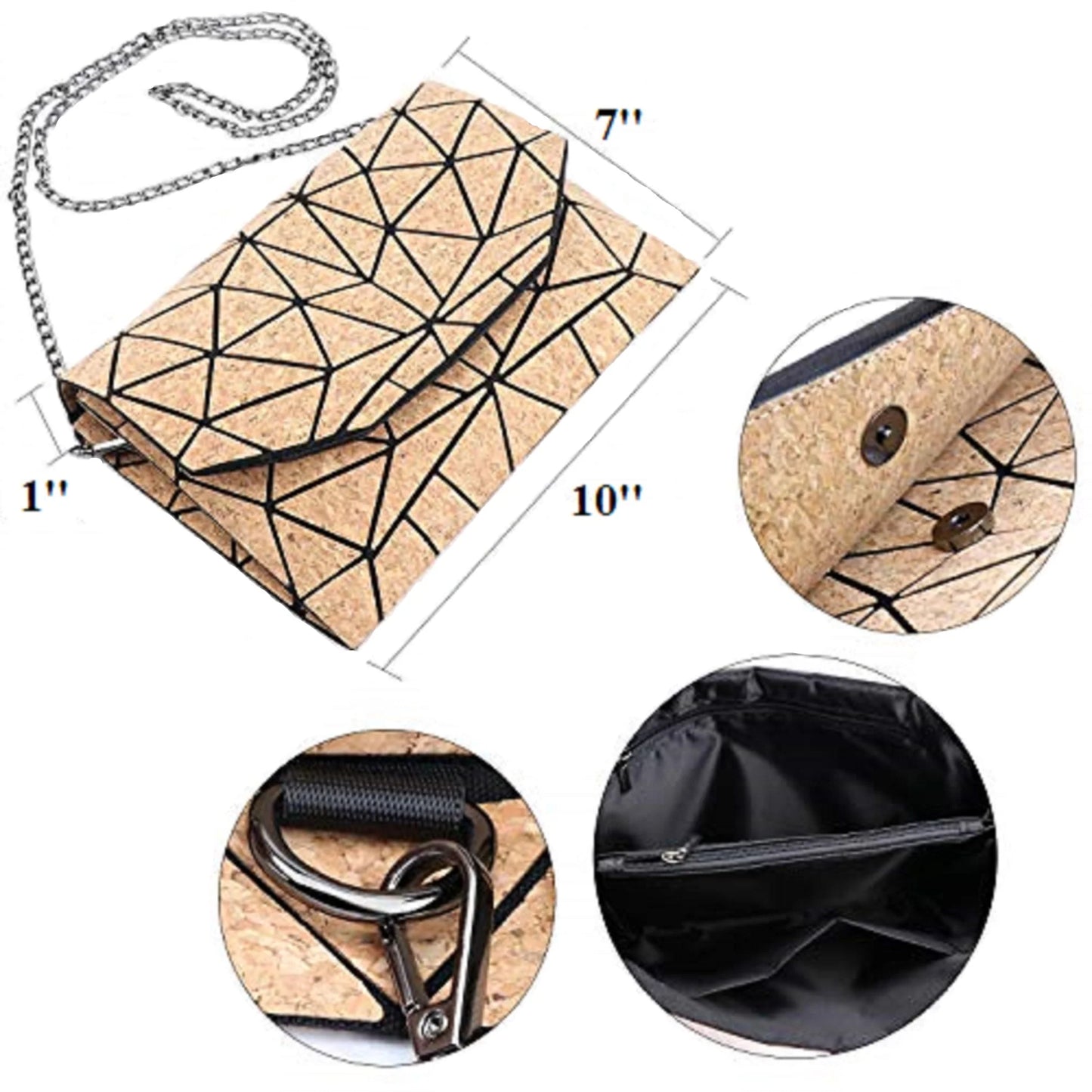 Geometric Cork Shoulder Bag Envelop Style