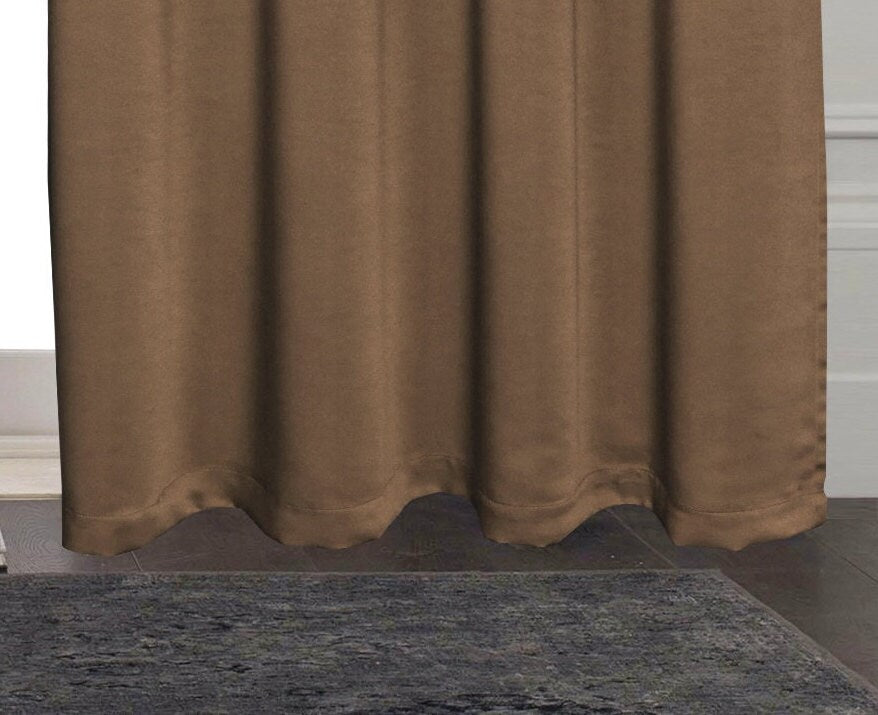 Rich Gecko CURTAIN DRAPERIES Thermal Faux Silk Room Darkening Grommet Panel,COPPER, Set of 2 PANEL