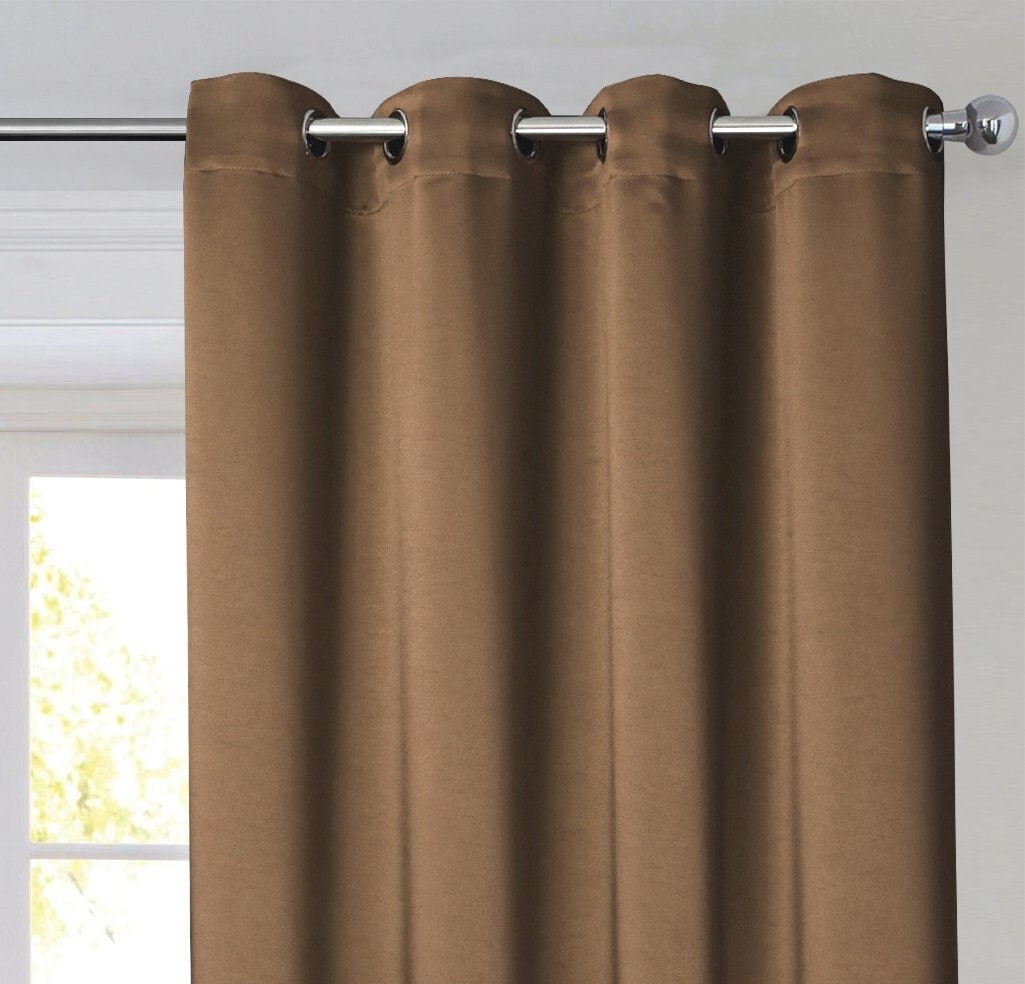 Rich Gecko CURTAIN DRAPERIES Thermal Faux Silk Room Darkening Grommet Panel,COPPER, Set of 2 PANEL