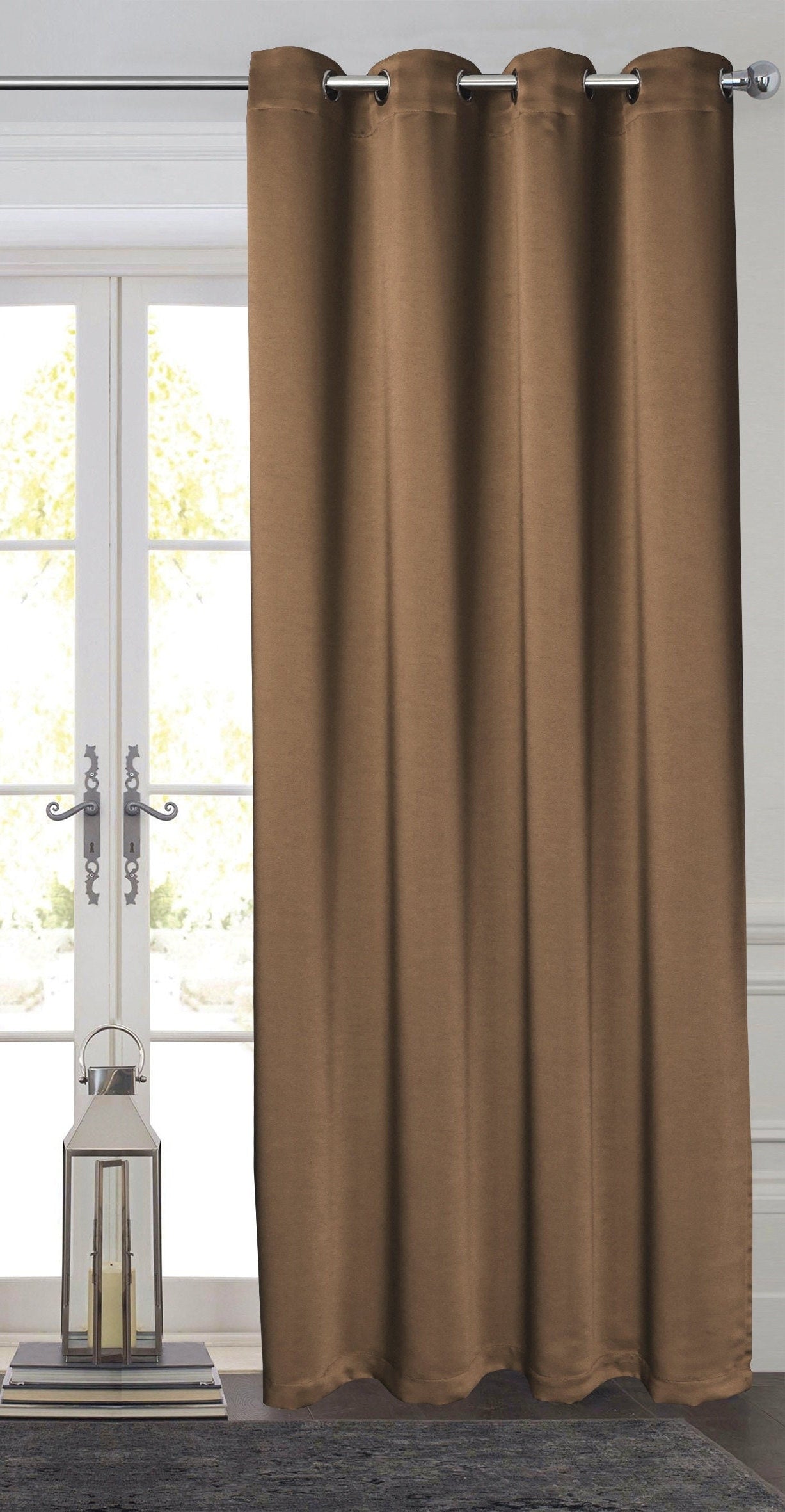 Rich Gecko CURTAIN DRAPERIES Thermal Faux Silk Room Darkening Grommet Panel,COPPER, Set of 2 PANEL