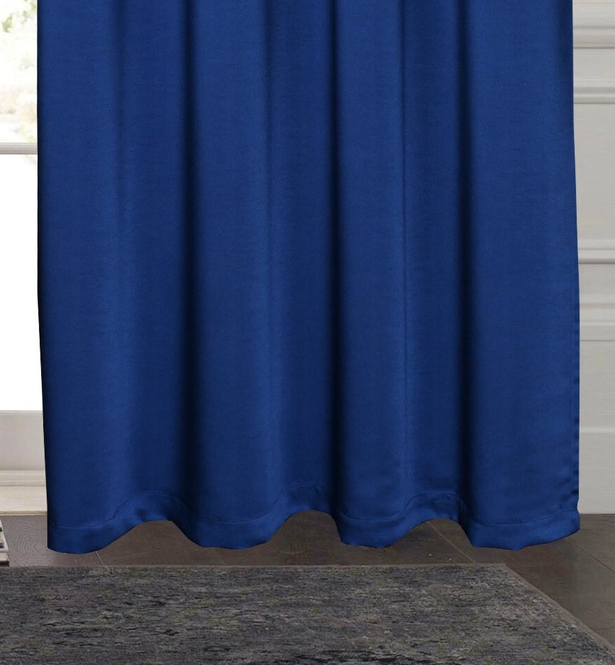Rich Gecko CURTAIN DRAPERIES Thermal Faux Silk Room Darkening Grommet Panel,INDIGO BLUE, Set of 2 PANEL