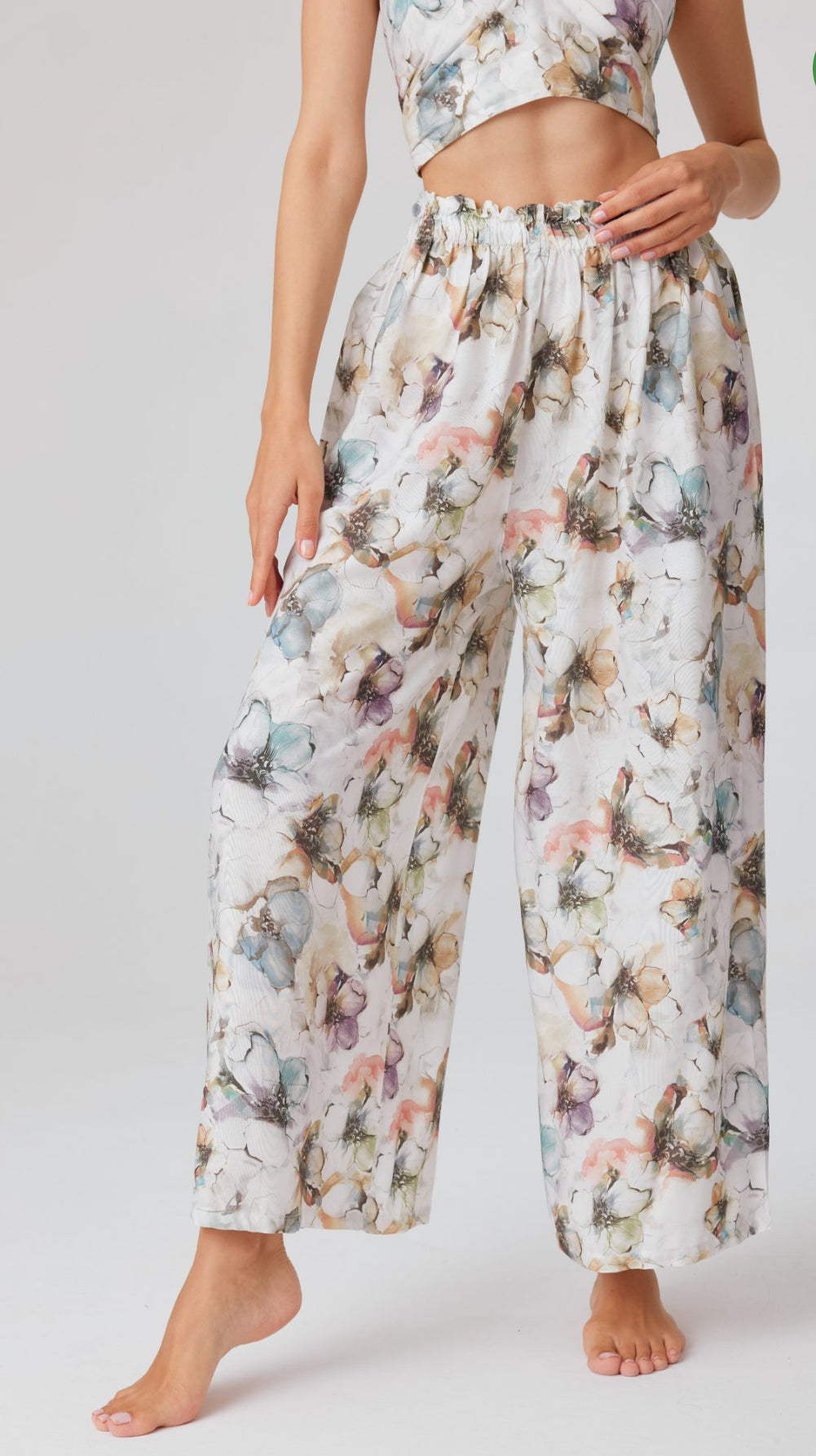 Vegan Silk Floral Pants