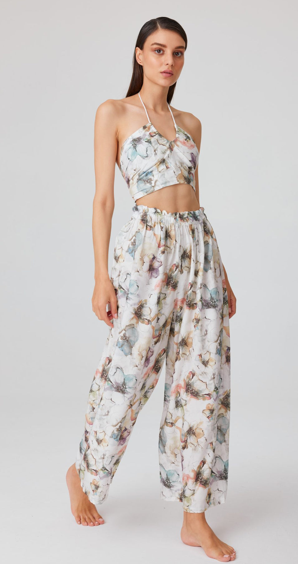 Vegan Silk Floral Pants