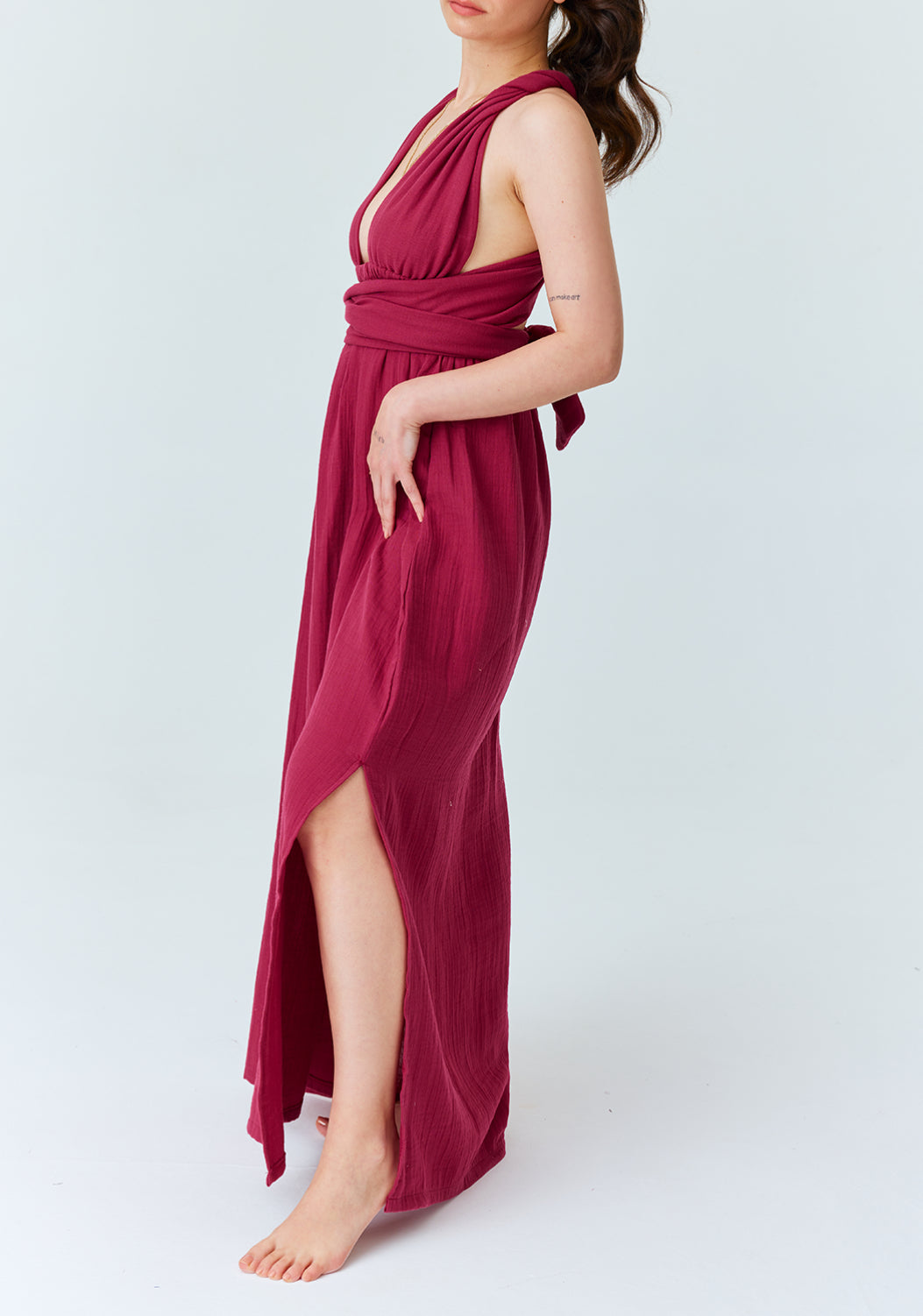 tie-waist muslin dress