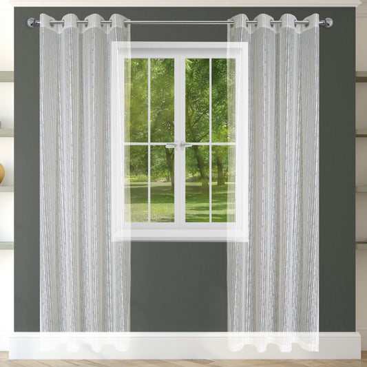 Sheer Lace Curtains Grommet Panel ONYX  2 Color (Cream Ivory / White) 2 Size (54''X84''/54''X96'' )Great Drapes for Living Room or Bedroom