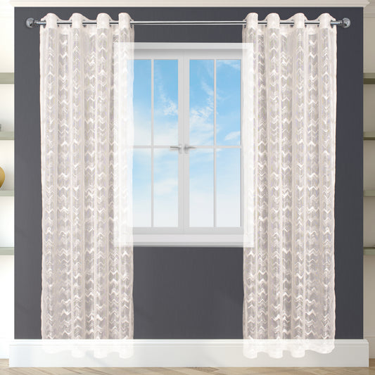 Sheer Lace Curtains Grommet Panel QUARTZ  2 Color (Cream Ivory / White) 2 Size (54''X84''/54''X96'' )Great Drapes for Living Room or Bedroom
