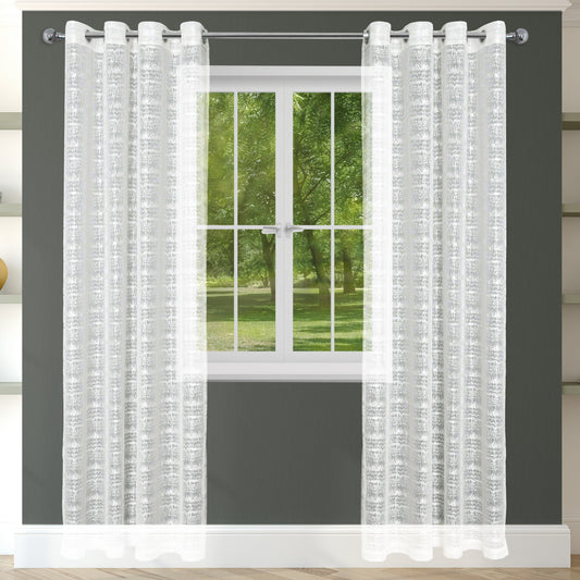 Sheer Lace Curtains Grommet Panel SNOWY 2 Color (Cream Ivory / White) 2 Size (54''X84''/54''X96'' )Great Drapes for Living Room or Bedroom