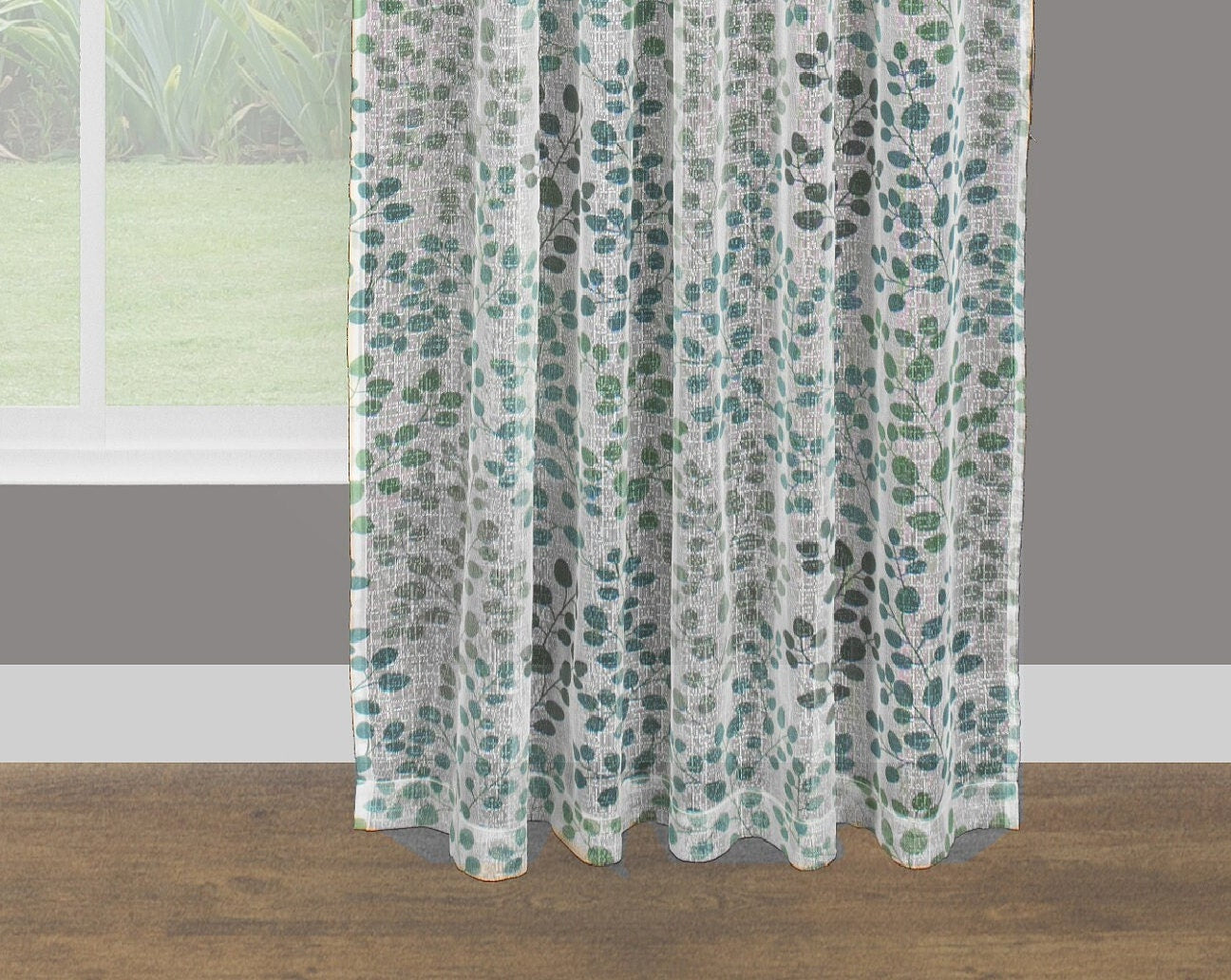 Sheer Lace Curtains-Printed- IVY -ROD POCKET- 2 Size  available  (54&#39;&#39;X84&#39;&#39;---54&#39;&#39;X96&#39;&#39; )-Great Drapes for Living Room or Bedroom