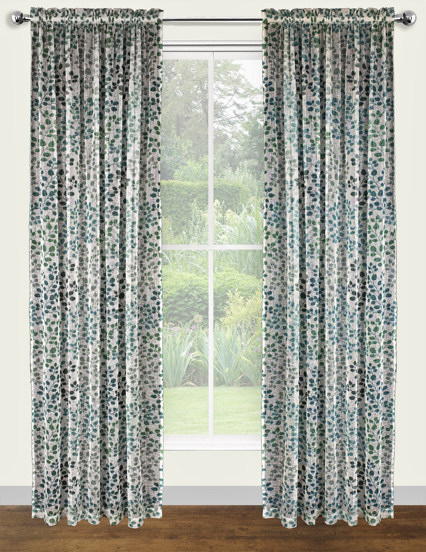 Sheer Lace Curtains-Printed- IVY -ROD POCKET- 2 Size  available  (54&#39;&#39;X84&#39;&#39;---54&#39;&#39;X96&#39;&#39; )-Great Drapes for Living Room or Bedroom