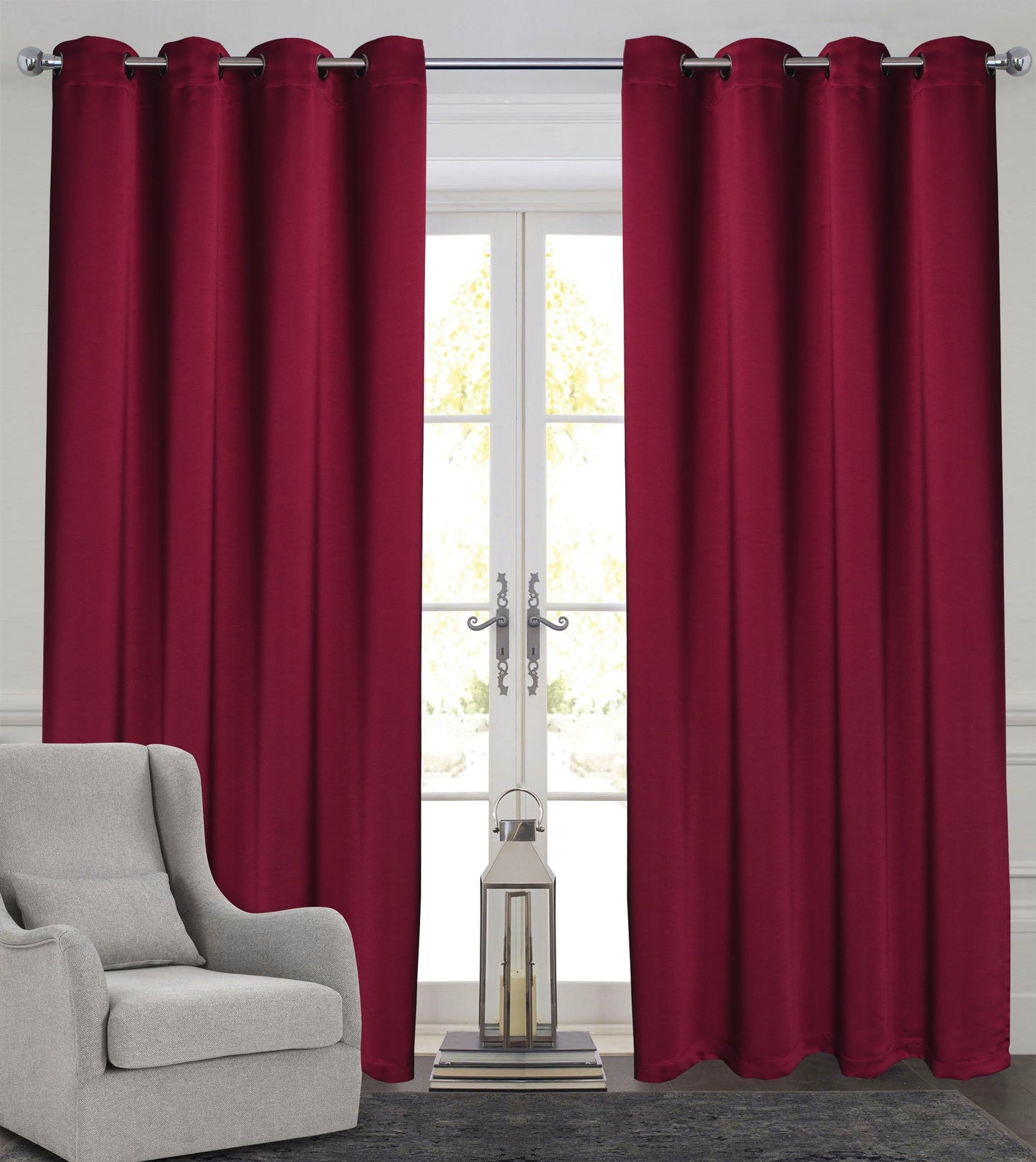 Rich Gecko CURTAIN DRAPERIES Thermal Faux Silk Room Darkening Grommet Panel, POMEGRAN , Set of 2 PANEL