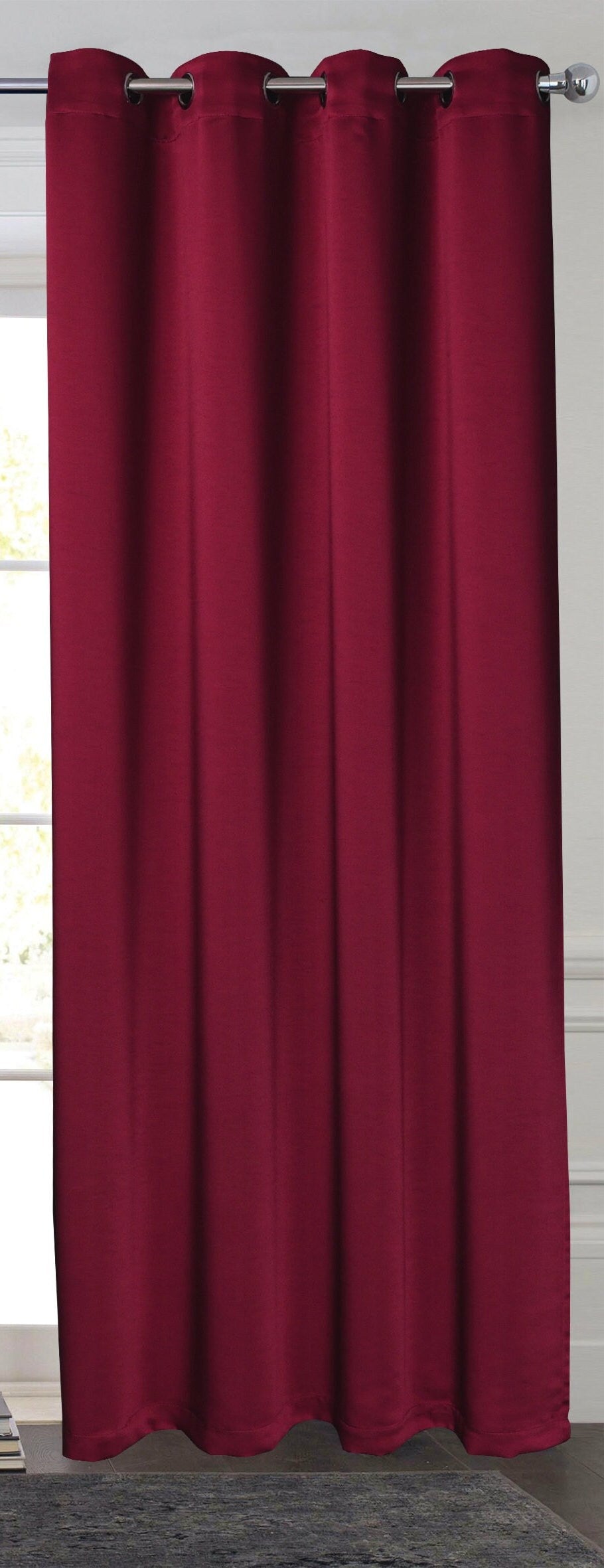 Rich Gecko CURTAIN DRAPERIES Thermal Faux Silk Room Darkening Grommet Panel, POMEGRAN , Set of 2 PANEL