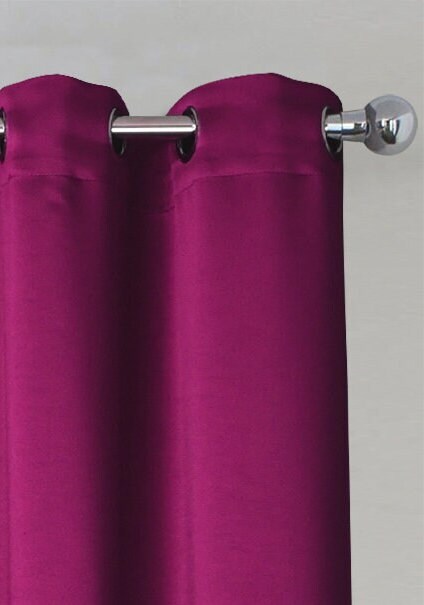 Rich Gecko CURTAIN DRAPERIES Thermal Faux Silk Room Darkening Grommet Panel, HOTPINK , Set of 2 PANEL