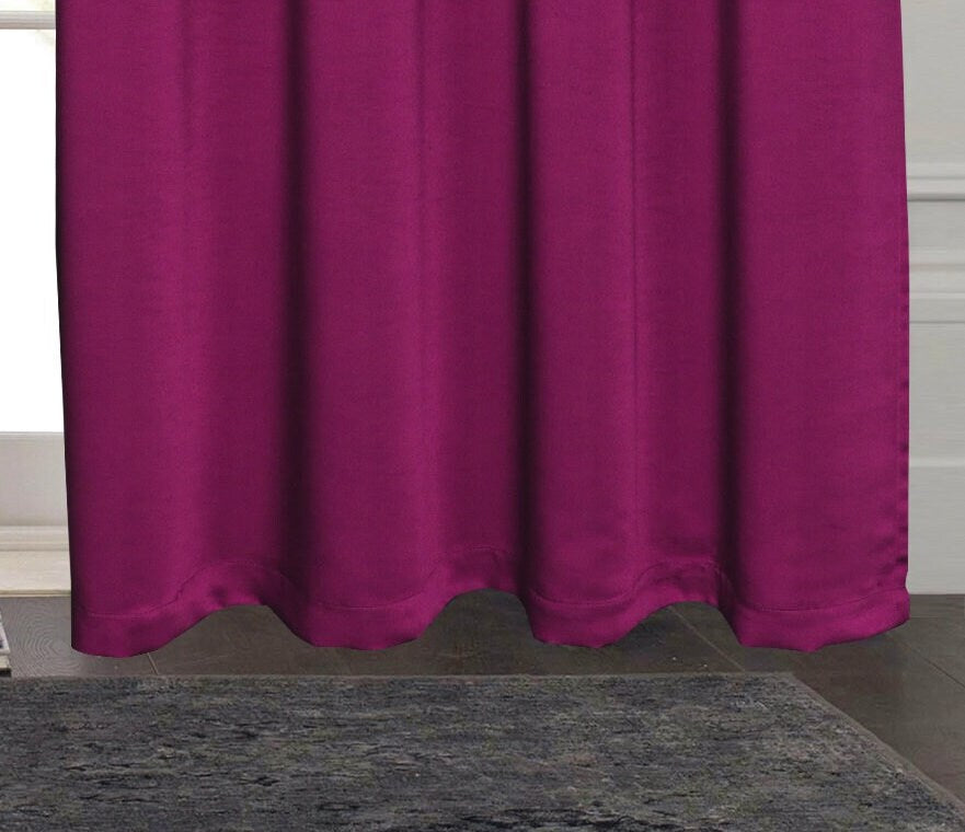 Rich Gecko CURTAIN DRAPERIES Thermal Faux Silk Room Darkening Grommet Panel, HOTPINK , Set of 2 PANEL