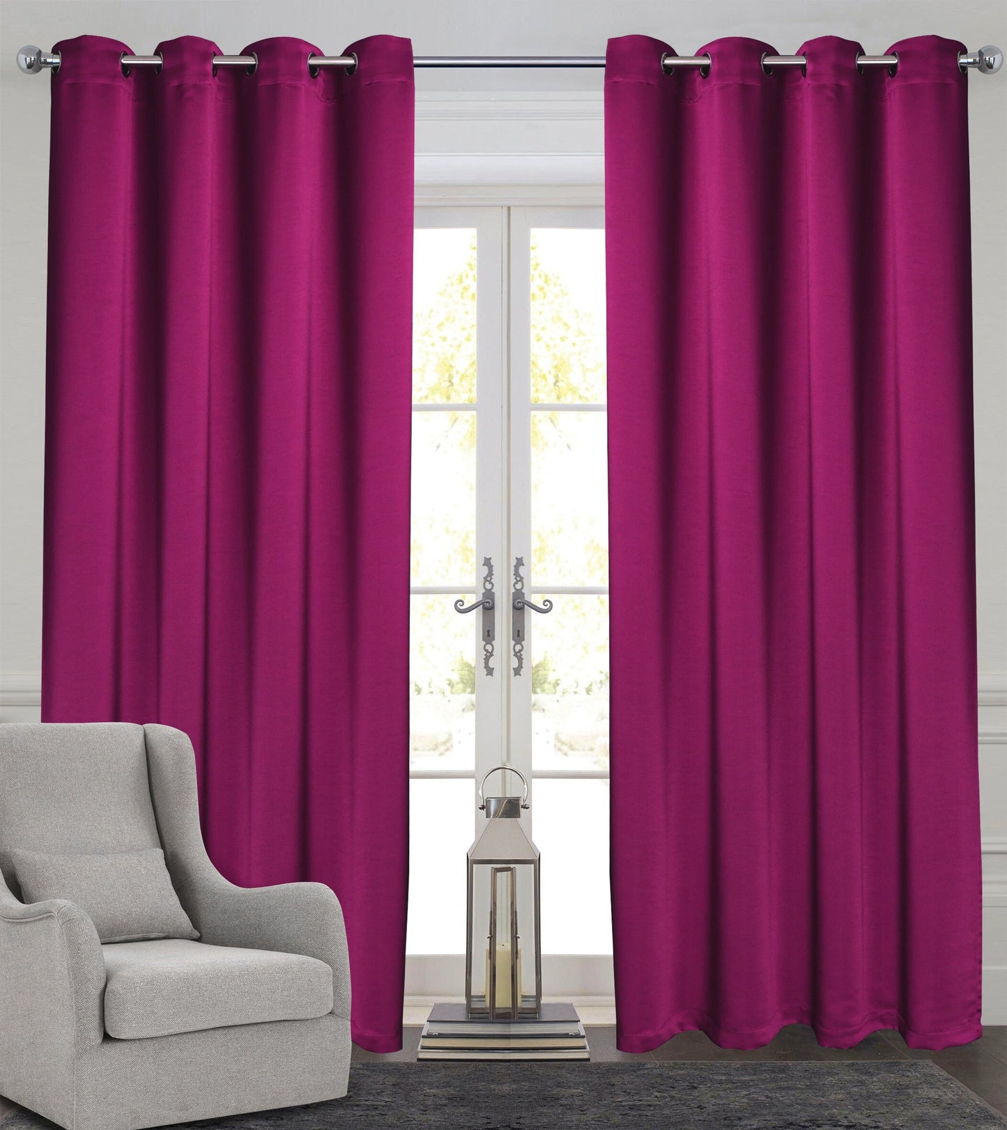 Rich Gecko CURTAIN DRAPERIES Thermal Faux Silk Room Darkening Grommet Panel, HOTPINK , Set of 2 PANEL