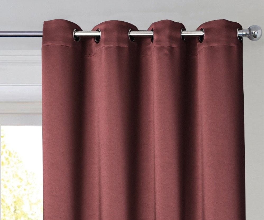 Rich Gecko CURTAIN DRAPERIES Thermal Faux Silk Room Darkening Grommet Panel, BRICK RED , Set of 2 PANEL