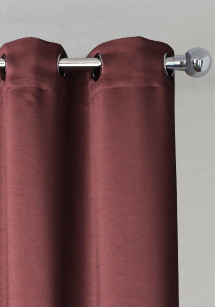 Rich Gecko CURTAIN DRAPERIES Thermal Faux Silk Room Darkening Grommet Panel, BRICK RED , Set of 2 PANEL