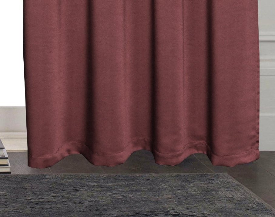 Rich Gecko CURTAIN DRAPERIES Thermal Faux Silk Room Darkening Grommet Panel, BRICK RED , Set of 2 PANEL