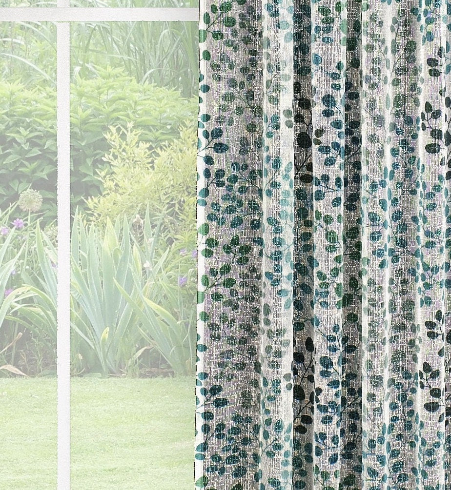 Sheer Lace Curtains-Printed- IVY -ROD POCKET- 2 Size  available  (54&#39;&#39;X84&#39;&#39;---54&#39;&#39;X96&#39;&#39; )-Great Drapes for Living Room or Bedroom