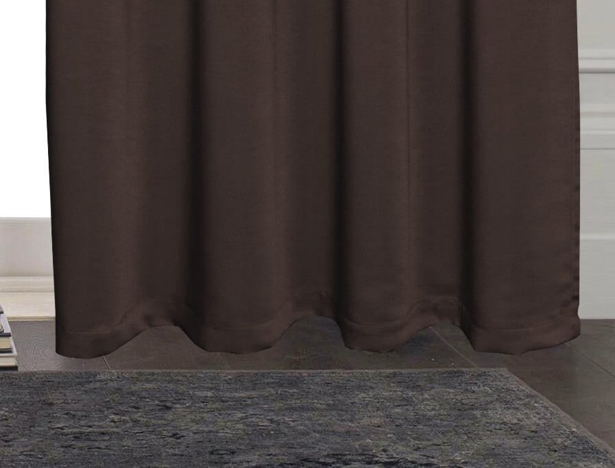 Rich Gecko CURTAIN DRAPERIES Thermal Faux Silk Room Darkening Grommet Panel, BROWN , Set of 2 PANEL