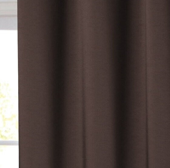 Rich Gecko CURTAIN DRAPERIES Thermal Faux Silk Room Darkening Grommet Panel, BROWN , Set of 2 PANEL