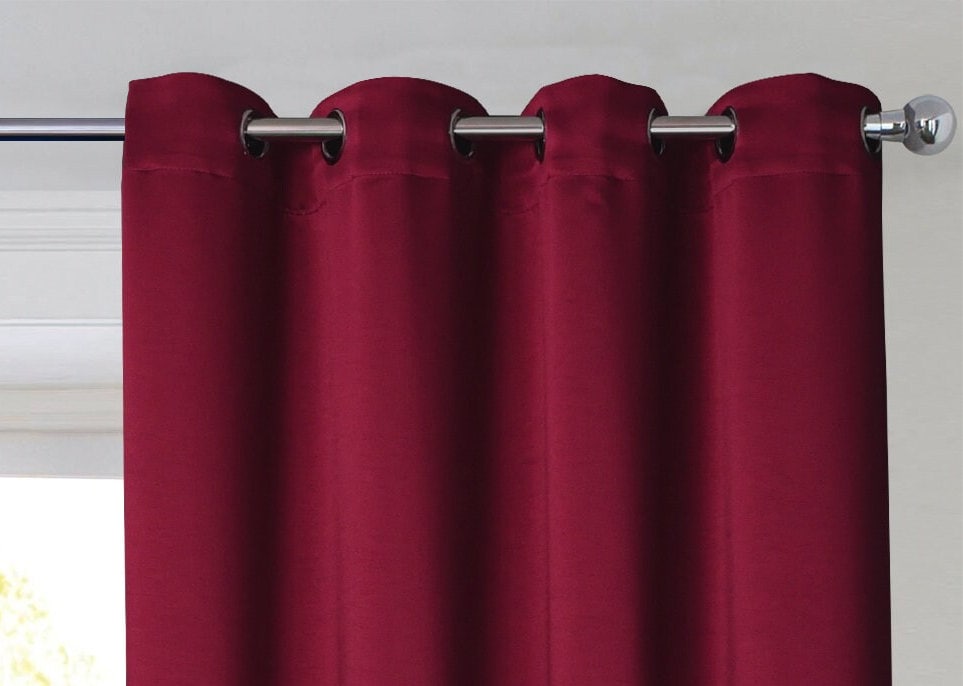 Rich Gecko CURTAIN DRAPERIES Thermal Faux Silk Room Darkening Grommet Panel, POMEGRAN , Set of 2 PANEL