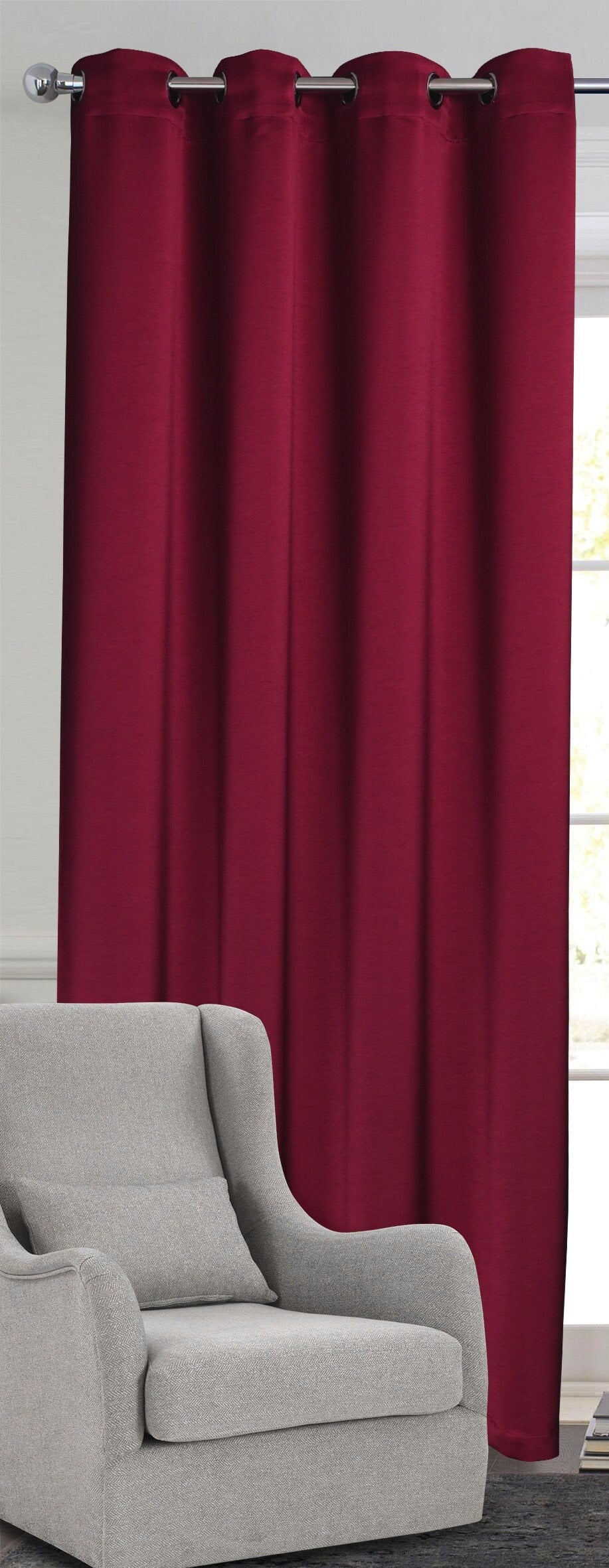 Rich Gecko CURTAIN DRAPERIES Thermal Faux Silk Room Darkening Grommet Panel, POMEGRAN , Set of 2 PANEL