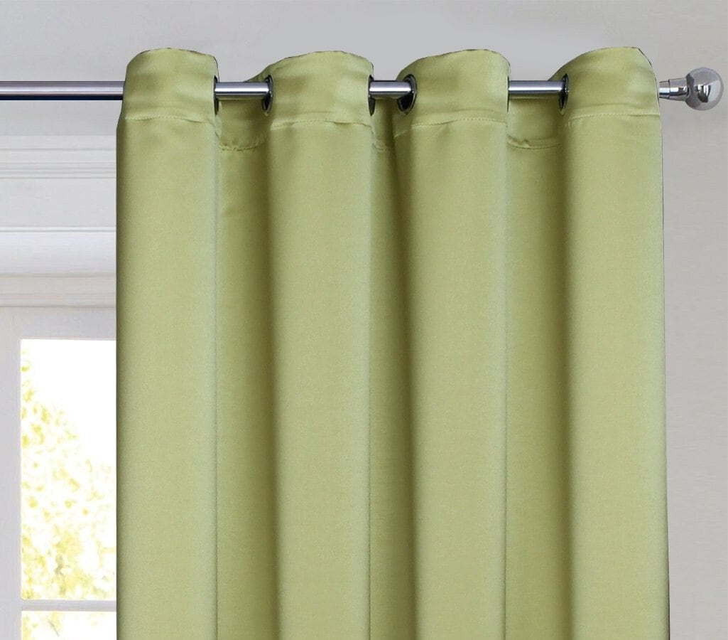 Rich Gecko CURTAIN DRAPERIES Thermal Faux Silk Room Darkening Grommet Panel, OLD GOLD , Set of 2 PANEL