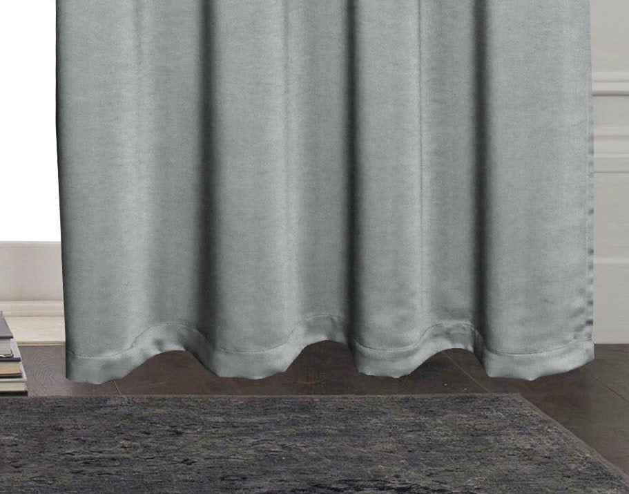 Rich Gecko CURTAIN DRAPERIES Thermal Faux Silk Room Darkening Grommet Panel, SILVER , Set of 2 PANEL
