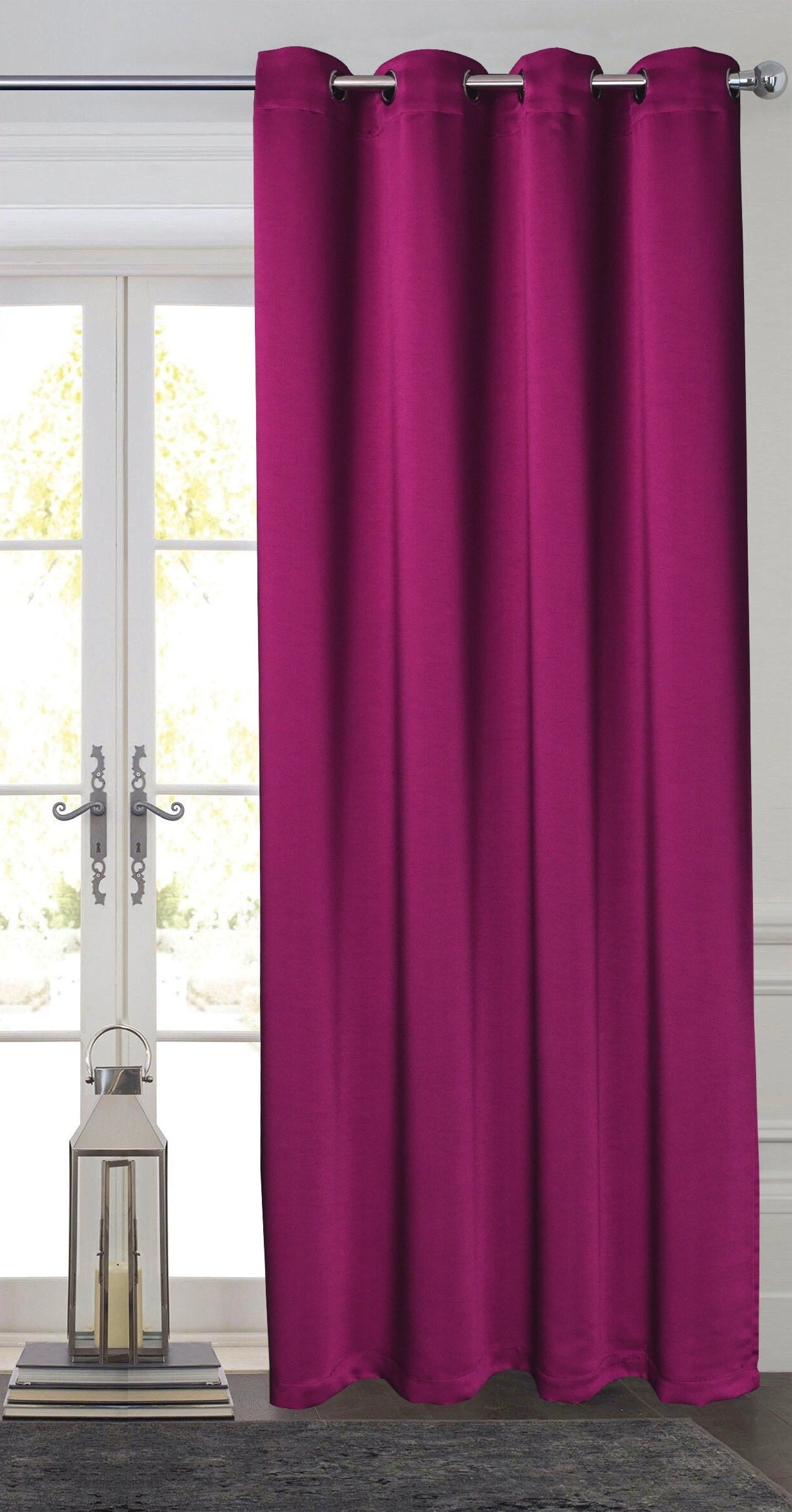 Rich Gecko CURTAIN DRAPERIES Thermal Faux Silk Room Darkening Grommet Panel, HOTPINK , Set of 2 PANEL
