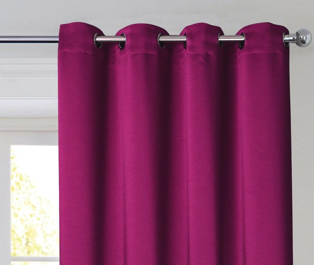 Rich Gecko CURTAIN DRAPERIES Thermal Faux Silk Room Darkening Grommet Panel, HOTPINK , Set of 2 PANEL