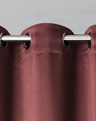Rich Gecko CURTAIN DRAPERIES Thermal Faux Silk Room Darkening Grommet Panel, BRICK RED , Set of 2 PANEL