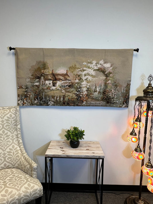 European Wall Tapestry - Floral Tapestry Wall Hanging - CLARICE TAPESTRY - Home Dcor Wall Tapestry--54''X28''--Belgian Style-