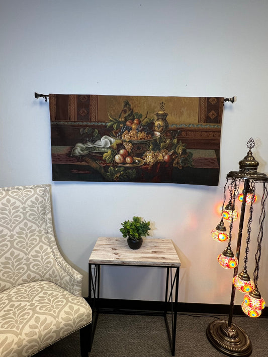 European Wall Tapestry - Floral Tapestry Wall Hanging - GRAPES TAPESTRY - Home Dcor Wall Tapestry--54''X28''--Belgian Style