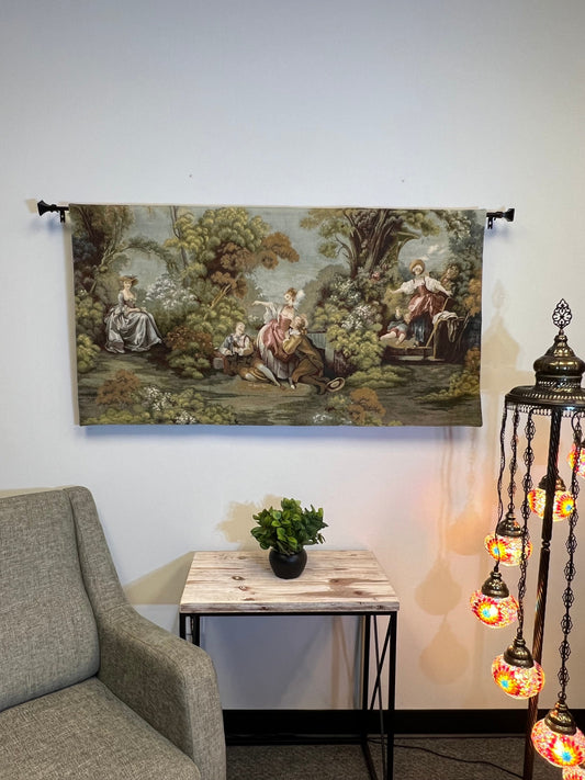 European Wall Tapestry - Floral Tapestry Wall Hanging - GARDENYA TAPESTRY - Home Dcor Wall Tapestry- 54''X28''--Belgian Style