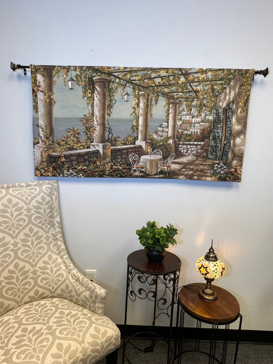 European Wall Tapestry - Floral Tapestry Wall Hanging - VINEYARD TAPESTRY - Home Dcor Wall Tapestry--54''X28''--Belgian Style