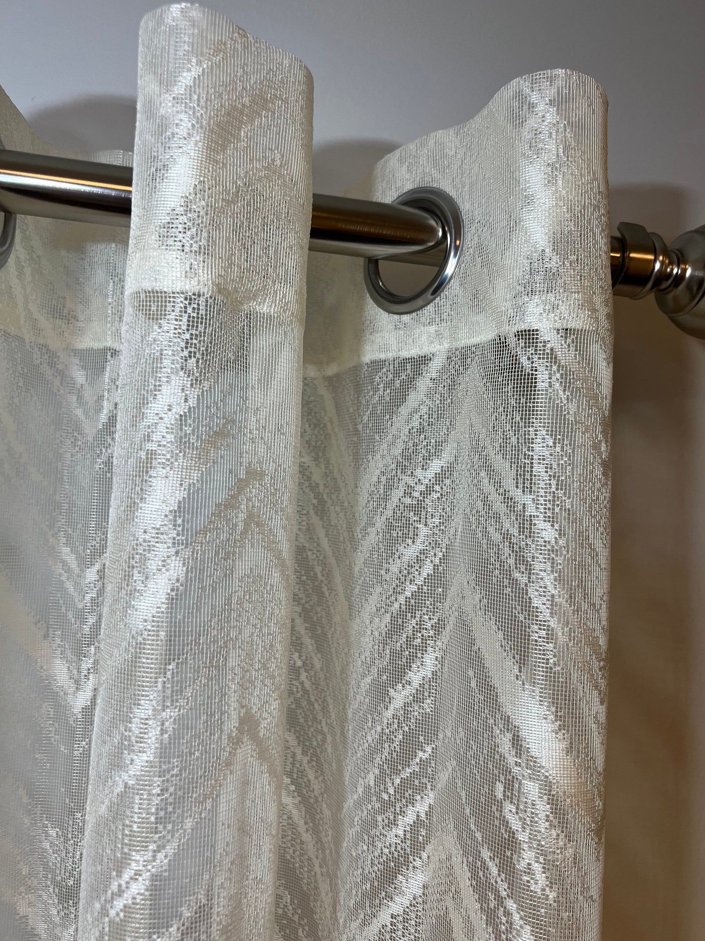 Sheer Lace Curtains Grommet Panel ALPINE 2 Color (Cream Ivory / White) 2 Size (54''X84''/54''X96'' )Great Drapes for Living Room or Bedroom