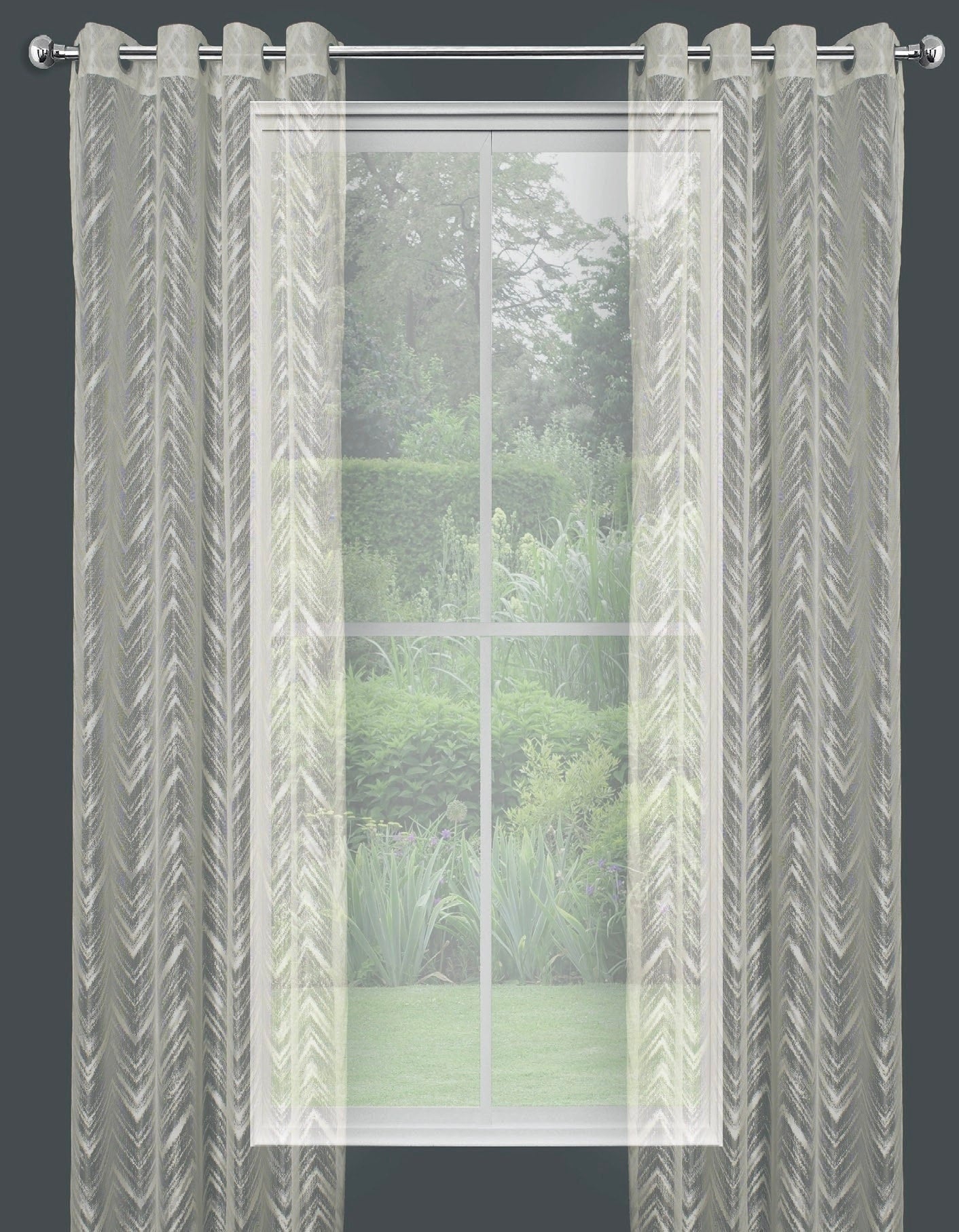 Sheer Lace Curtains Grommet Panel ALPINE 2 Color (Cream Ivory / White) 2 Size (54''X84''/54''X96'' )Great Drapes for Living Room or Bedroom