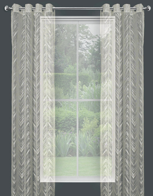 Sheer Lace Curtains Grommet Panel ALPINE 2 Color (Cream Ivory / White) 2 Size (54''X84''/54''X96'' )Great Drapes for Living Room or Bedroom
